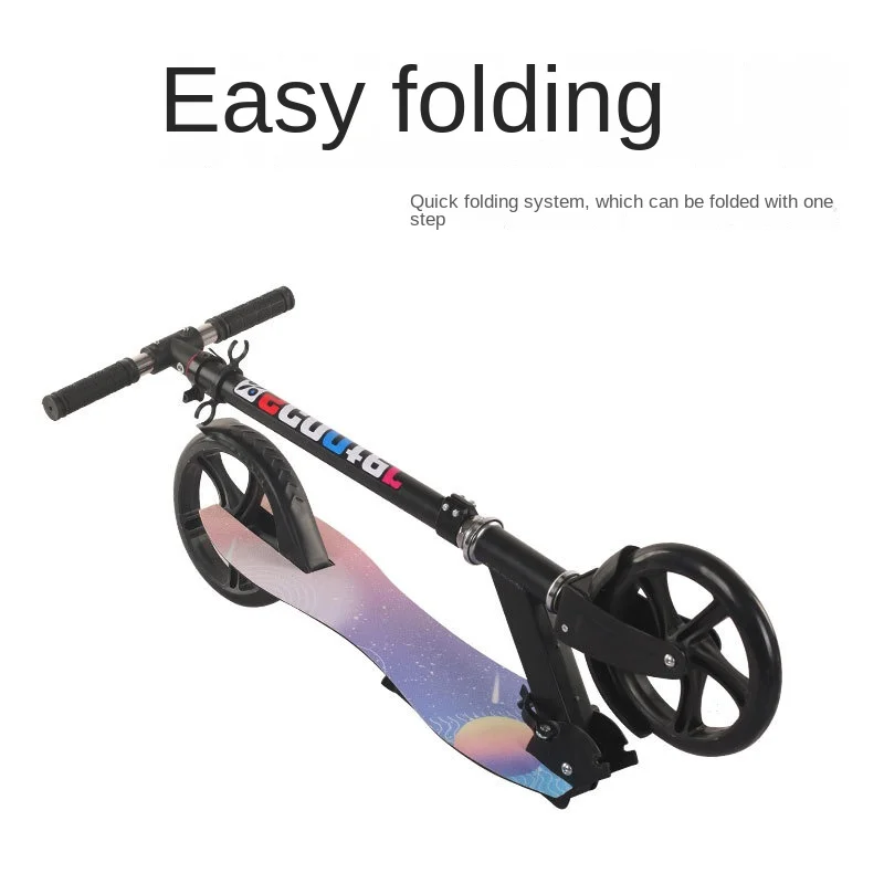 Foldable Adult Two-Wheel Scooter with Handbrake Outdoor Sports City Work School Student Teenagers One-Legged