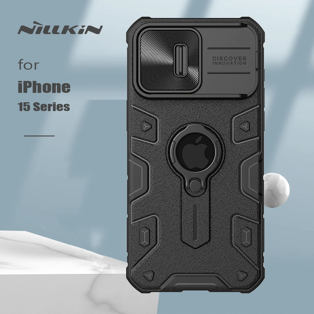 

Чехол NILLKIN для iPhone 15 Pro Max, армированный Противоскользящий объектив, мягкая рамка, бампер, защитное кольцо для камеры, задняя крышка