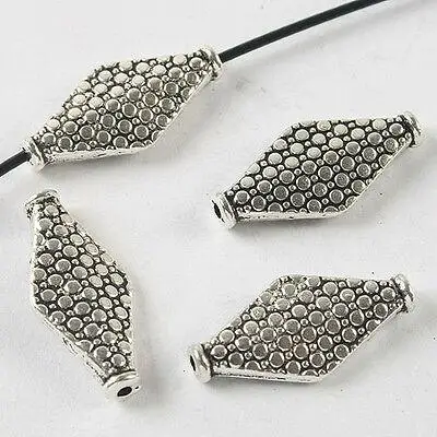 

10pcs 20.3x9.6mm hole:1mm dark silver tone rhombus spacer beads h3790