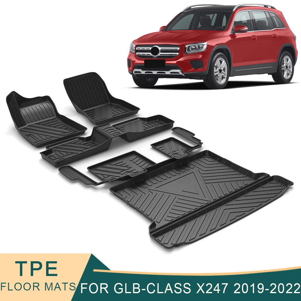 For Mercedes Benz GLB Class X247 2019 2022 Car Floor Mats All Weather TPE Foot Mats Odorless Pad