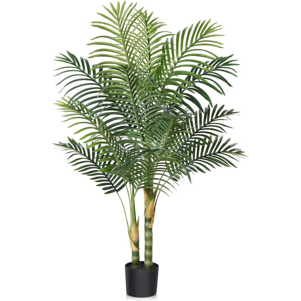 Kazeila-palmera Artificial de caña dorada, planta de Palma Tropical falsa de 4 pies, planta verde falsa en maceta para decoración del hogar y la Oficina