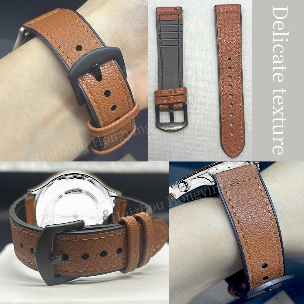 Premium PU Leather Smart Watch Band - 22mm/20mm Adjustable Strap