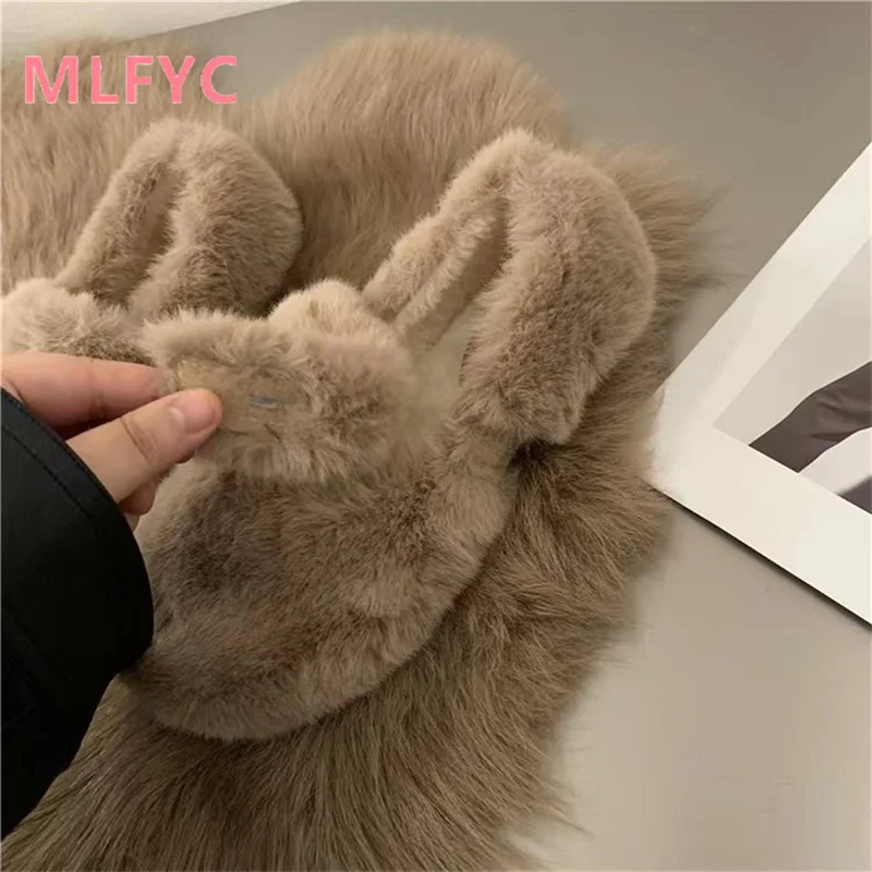 French Style Flat Bottomed Plush Shoes for Women To Wear Outside in Autumn and Winter. New Type of Warm Plush Cotton Shoes