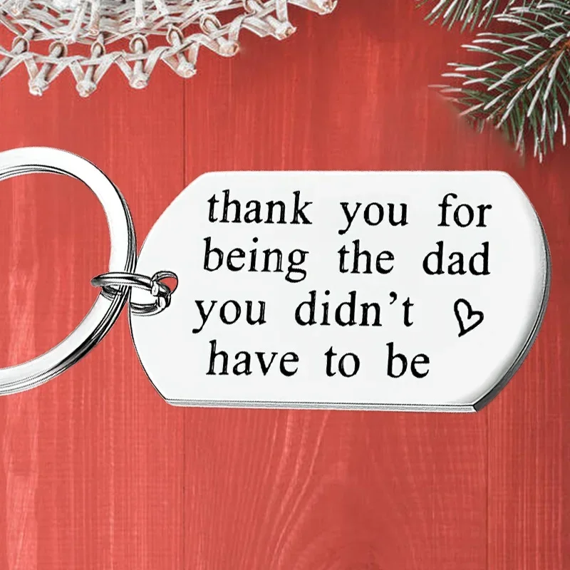 

Metal Father Day Gifts Keychain Pendant Step Dad Stepfather Father Birthday Gift Key Chains Keyrings Thank You for Being The Dad