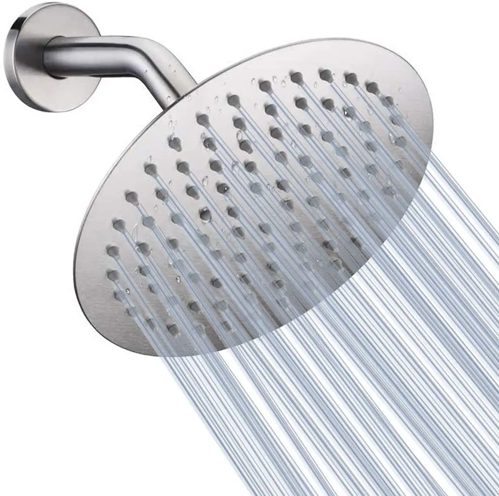 

High Pressure Shower Head, 8" Shower Head, Slim Design - Pressure Boost High Flow Stainless Steel Shower Head Brushed Nickel