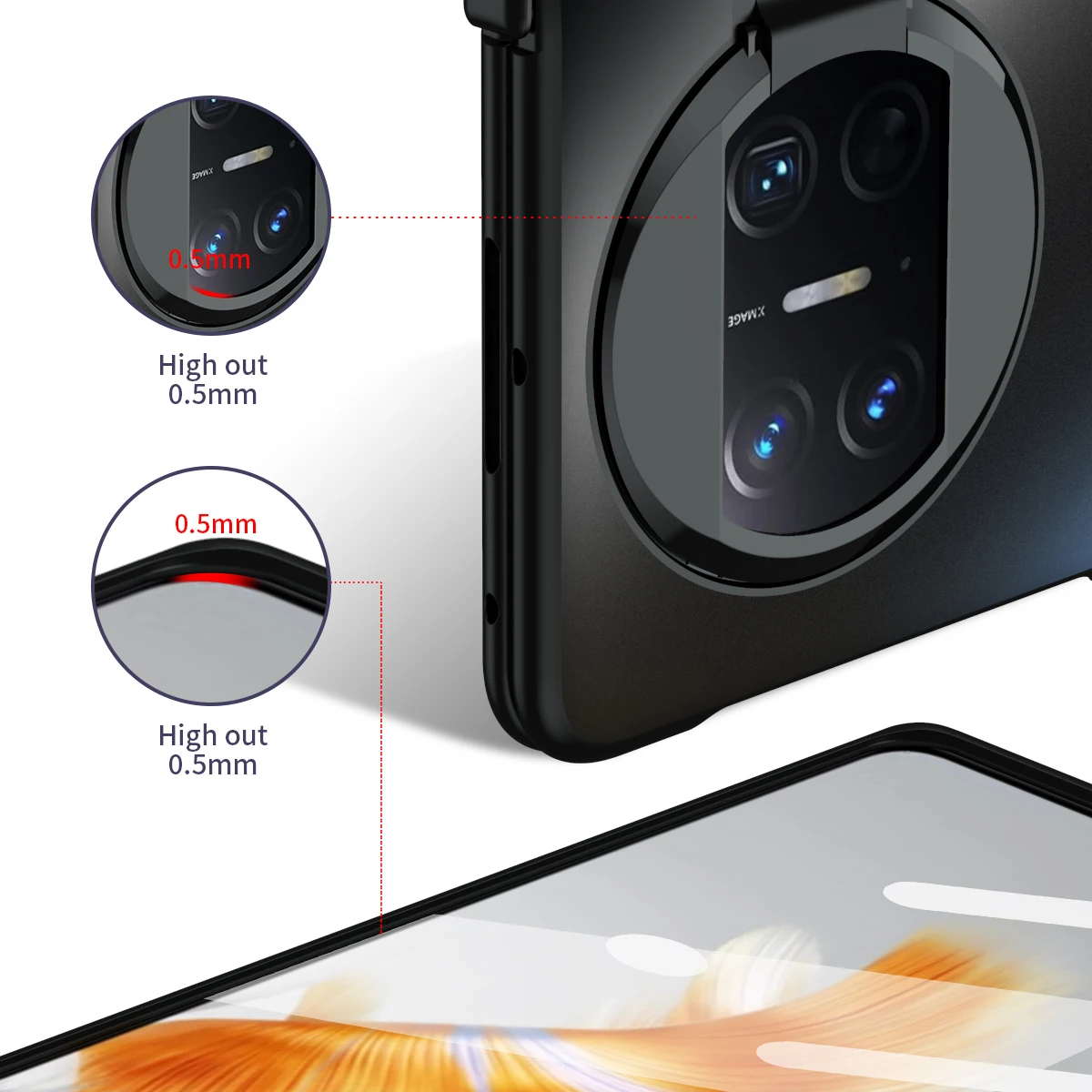 Frosted Plating Phone Case For Huawei Mate X3 Abrasion Resistant, Ultra-light And Ultra-thin Hinge Case With Hidden Bracket