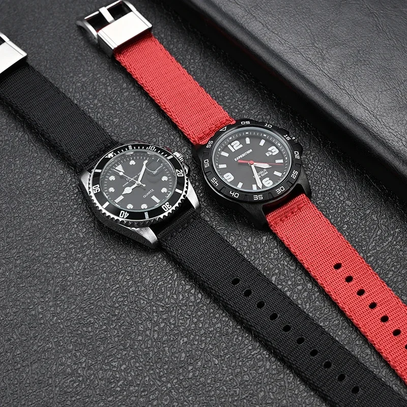Premium Thick Canvas Nylon Quick Release Watch Strap - Army Style Unisex Accessory