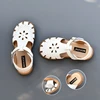 Genuine Leather Girls Fashion Sandals Close Toes Quick Dry Baby Boys Casual Sandals Summer Hollow Petals Kids Beach Shoes 4