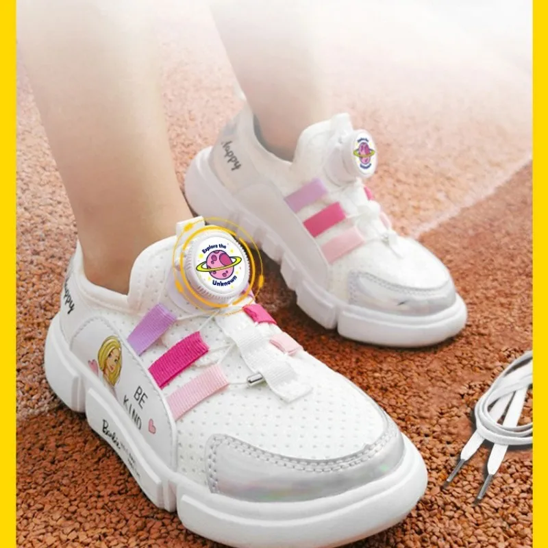 Children's Cartoon Quick Elastic Laces Buckle Without Binding Screw Buckle Automatic Lacing Shoes With Strap Sneakers Accesories