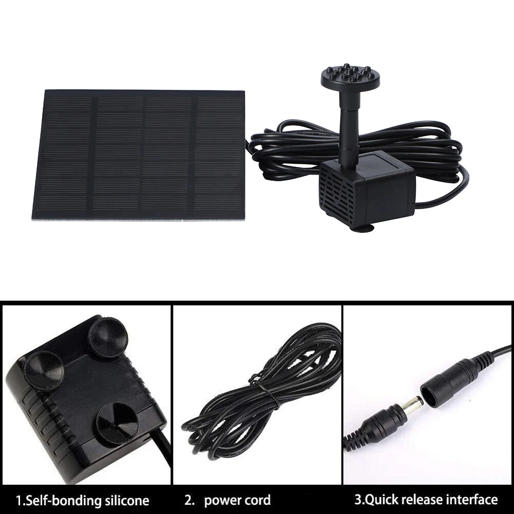 1.5W Solar Fountain with Panel Water Pump Energy Saving Solar Floating Water Fountain Pump 200L/H for Outdoor Fish Tank Aquarium