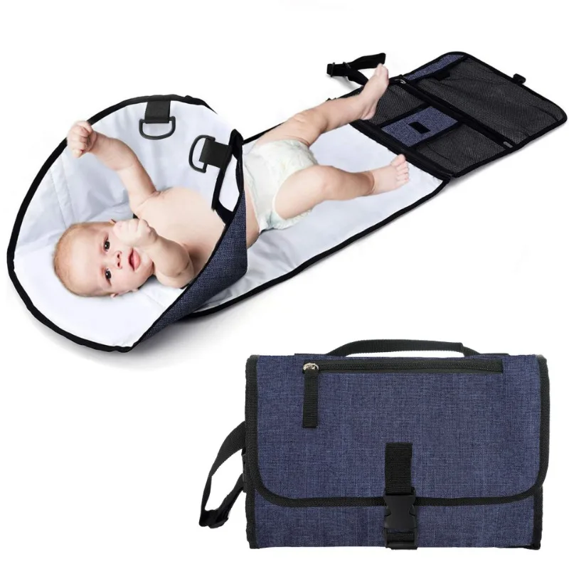 Portable Playtime Changing Pad Foldable Baby Changing Pad with Pockets Newborn Waterproof Travel Diaper Station Kit
