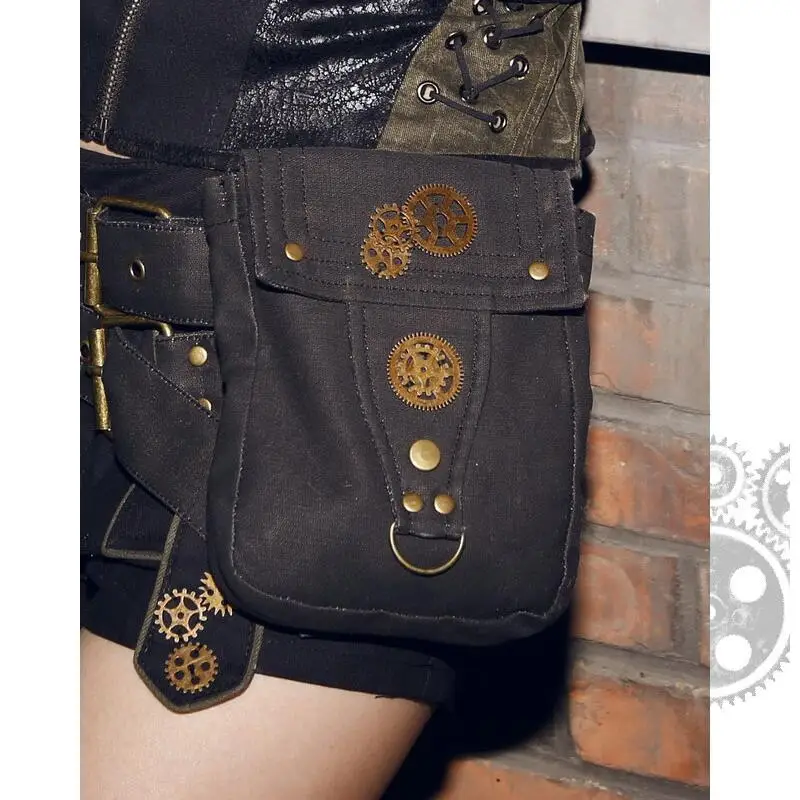 Waist pack bum bag Steam Punk Banana bag Rock Canvas Retro Goth Shoulder Waist bag Women and Men Thigh clutch women fanny pack