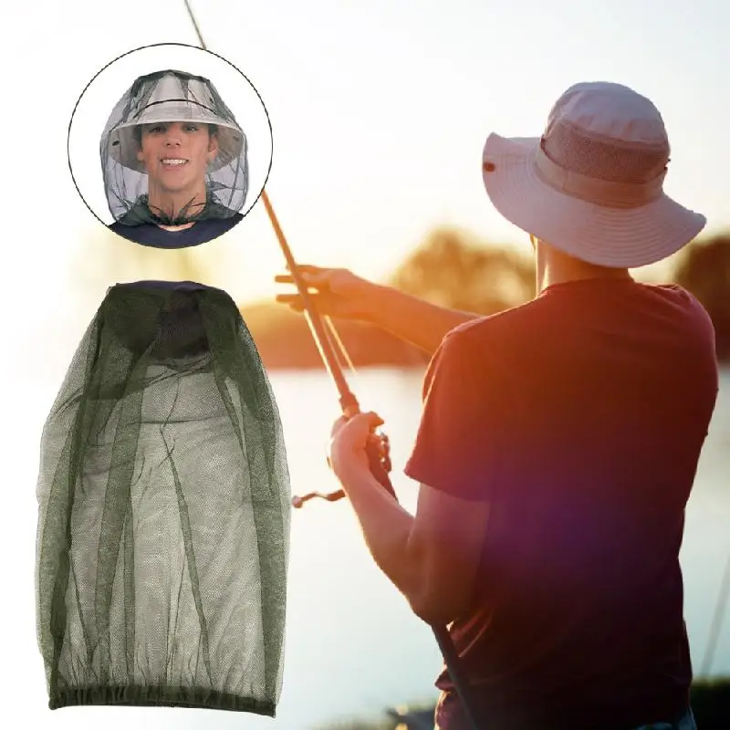 Outdoor Fishing Cap Anti Mosquito Insect-proof Cap Mesh Top Net Cover Face Protector Sunshade Travel Camping Fishing Accessories