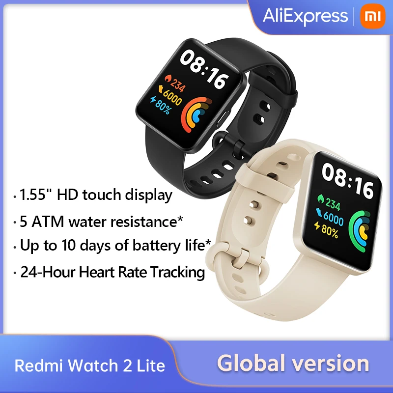 Умные часы Xiaomi Redmi Watch 2 Lite умные с экраном 1 55 дюйма измерением пульса и уровня