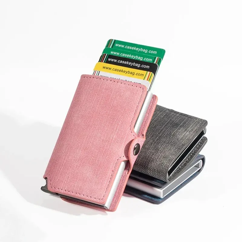 Sleek Pink Minimalist RFID Wallet with Automatic Pop-Up Feature