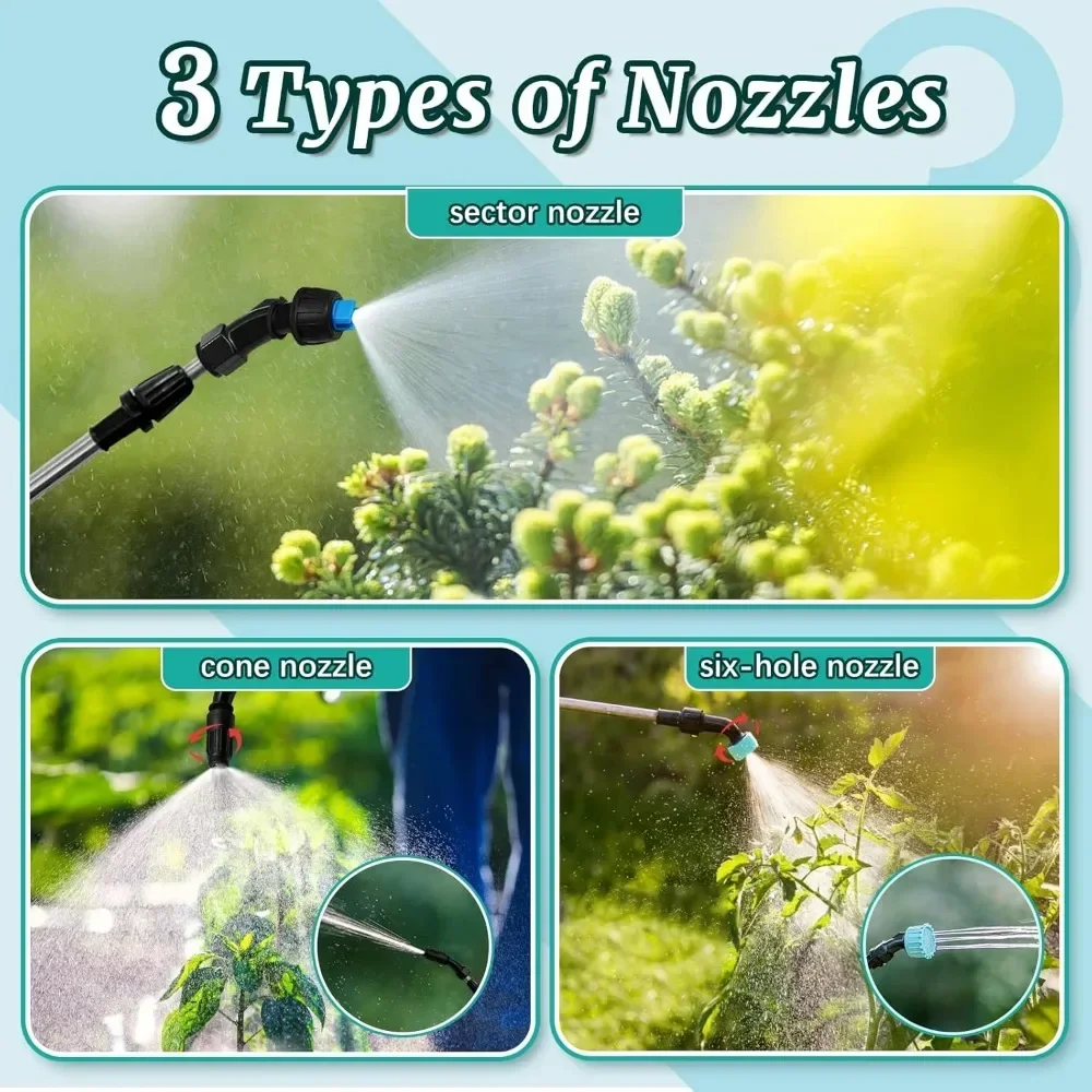 Portable Battery-Powered Garden Sprayer with 3 Nozzles, 1.35 Gallon Capacity 4