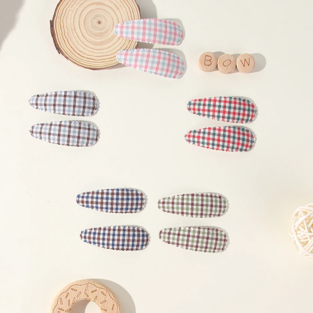 10 unids/set de Mini pinza para el pelo a cuadros florales frescos, Clip BB para niña con estilo rústico, horquilla dulce para niños, accesorios para el cabello de bebé