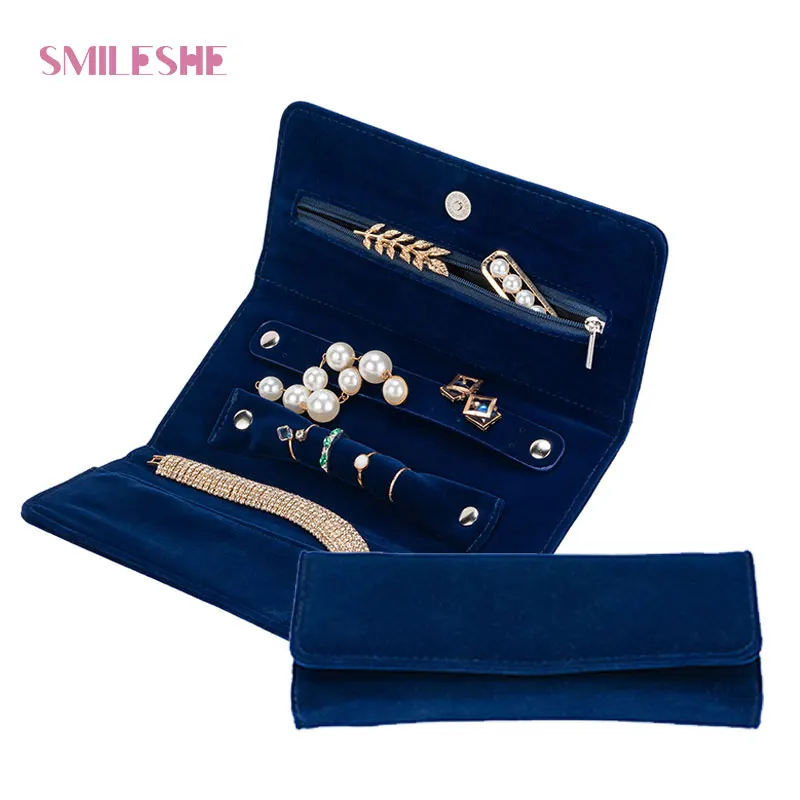 

Smileshe Travel Folding Jewelry Organizer Suede Storage Bag Portable Necklace Rings Earrings Holder Carrying Pouch for Women