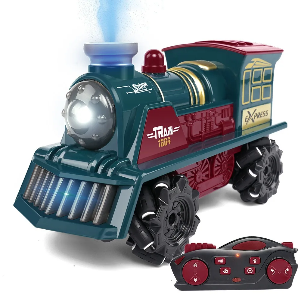 Rc Car Retro Stunt Train Wireless RC spray Car Drift Remote Control Train With Sound And Light Electric Christmas Gifts For Kids