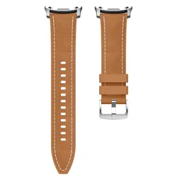 Premium Silicone - Leather Strap for Galaxy Watch 8 - Comfortable and Stylish Wristband Bracelet (Light Brown)