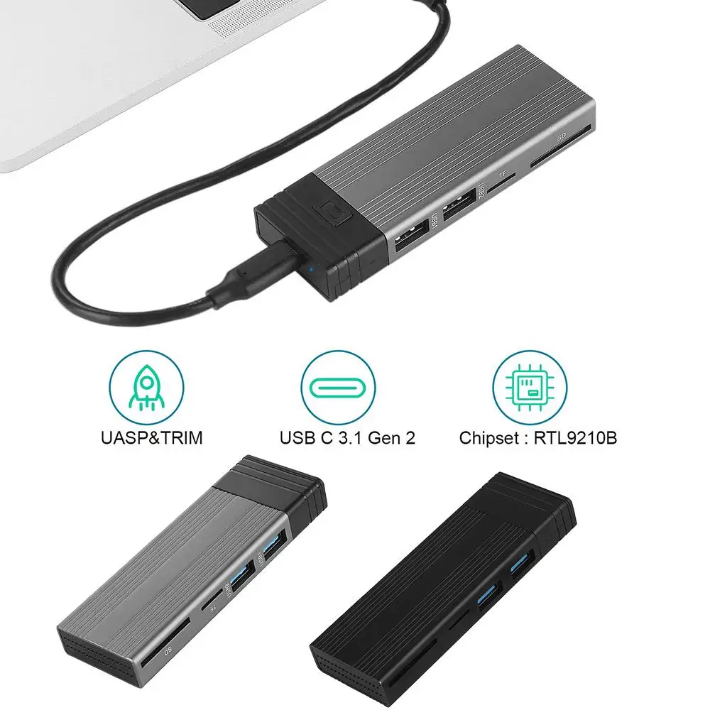 

5-in-1 USB C HUB With Disk Storage Function For M.2 NVMe SATA NGFF SSD Type C HUB Dock Station USB C Splitter For Macbook P K8U0