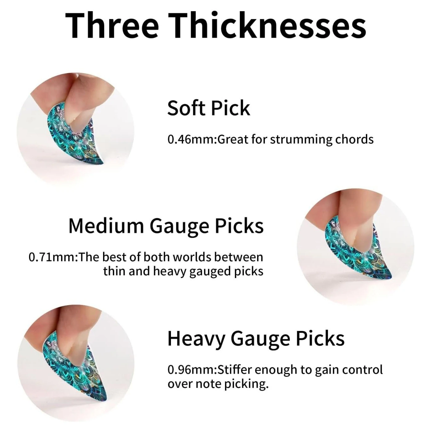 Guitar Picks 12PCS 0.71/1.0Mm Premium ABS Material Smooth Finish Dual-Sided Color Printing Includes PP Storage Box