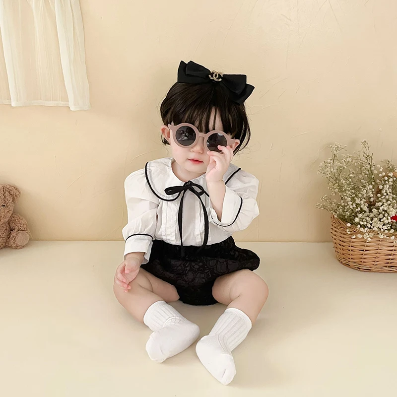 

LILIGIRL Spring Baby Clothes Set Infant Bow Shirt+Flower Bloomer Suit Toddler Outwear 2PCS