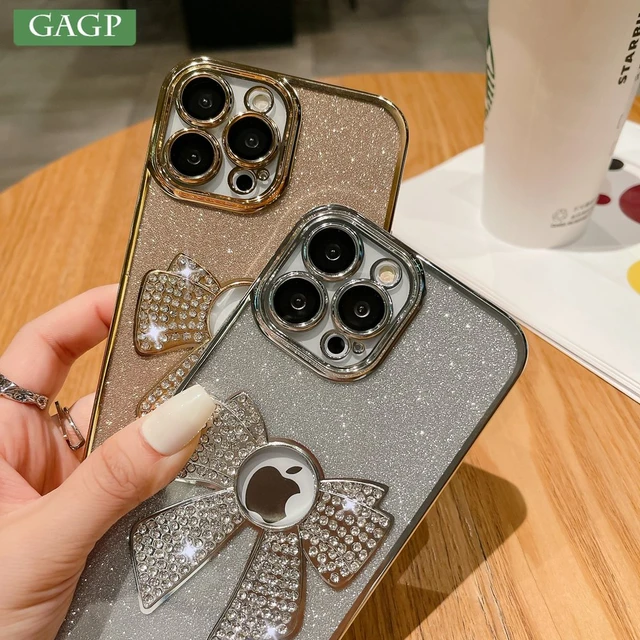 Wholesale for iphone 13 pro max luxury square plating case with ring  flowers, for iphone 13 pro max gold ring case From m.