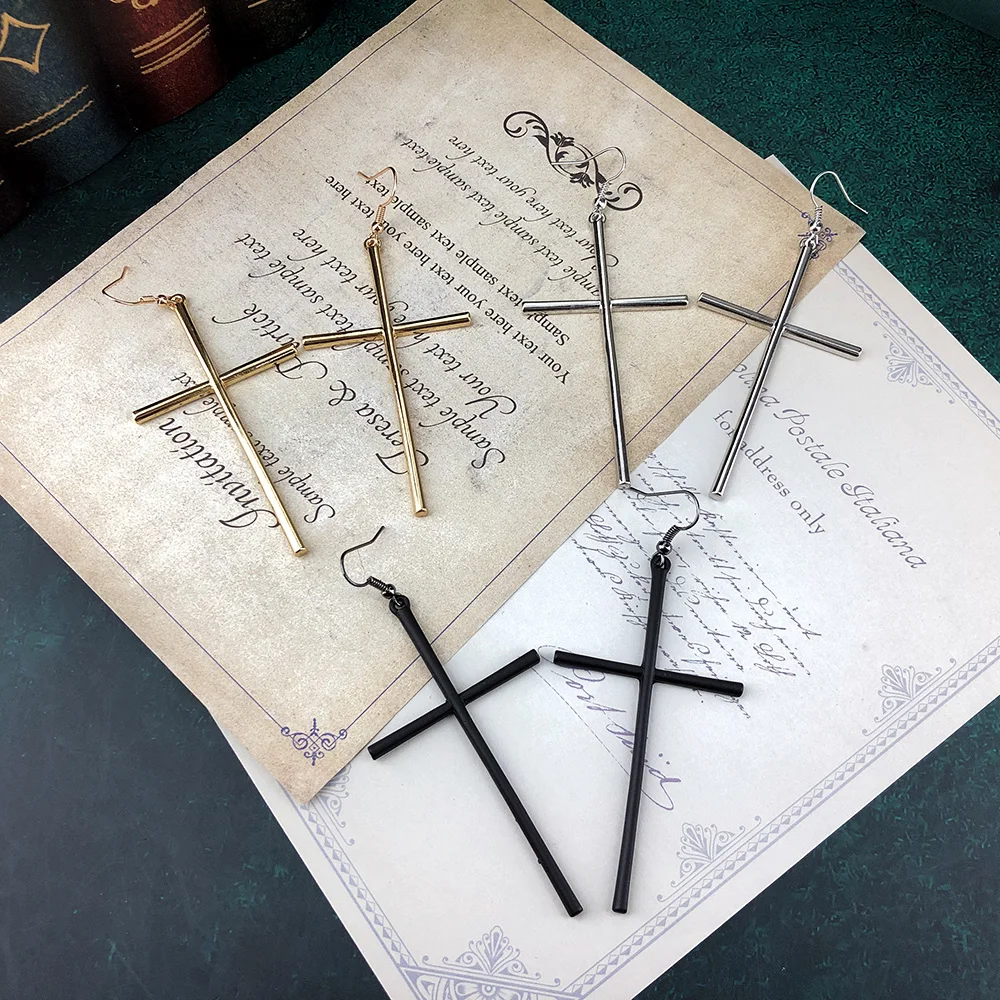 cross earrings Cross Earrings Women Gothic Long Dangle Earring Punk Goth Jewelry Accessories