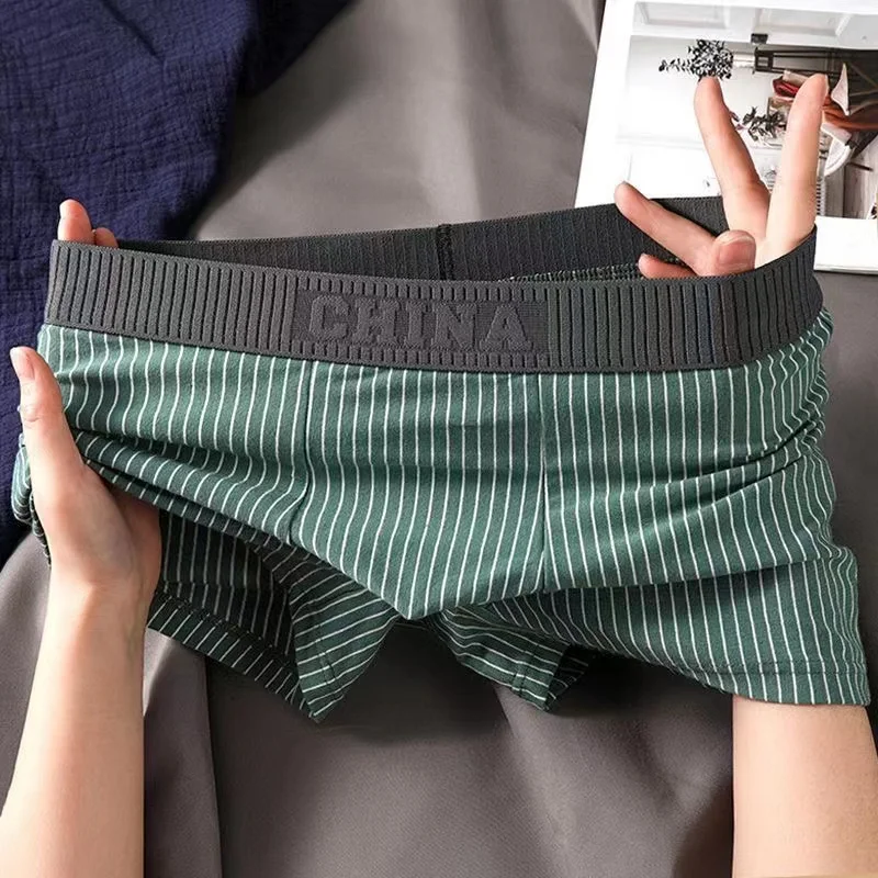 Boxer Shorts Men's Cotton Striped Underwear Sexy Panties Male Boxers