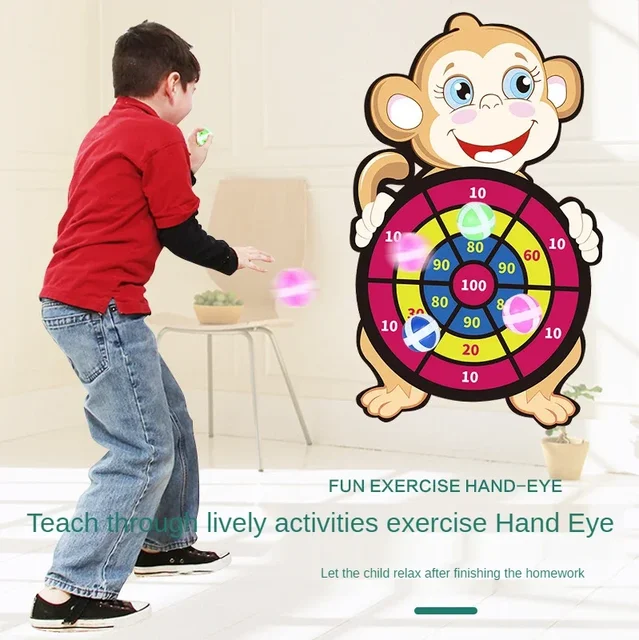 Montessori Dart Board Target Sports Games for Children 3-6 Years Outdoor Educational Toy with Sticky Balls Dart Board Game 2