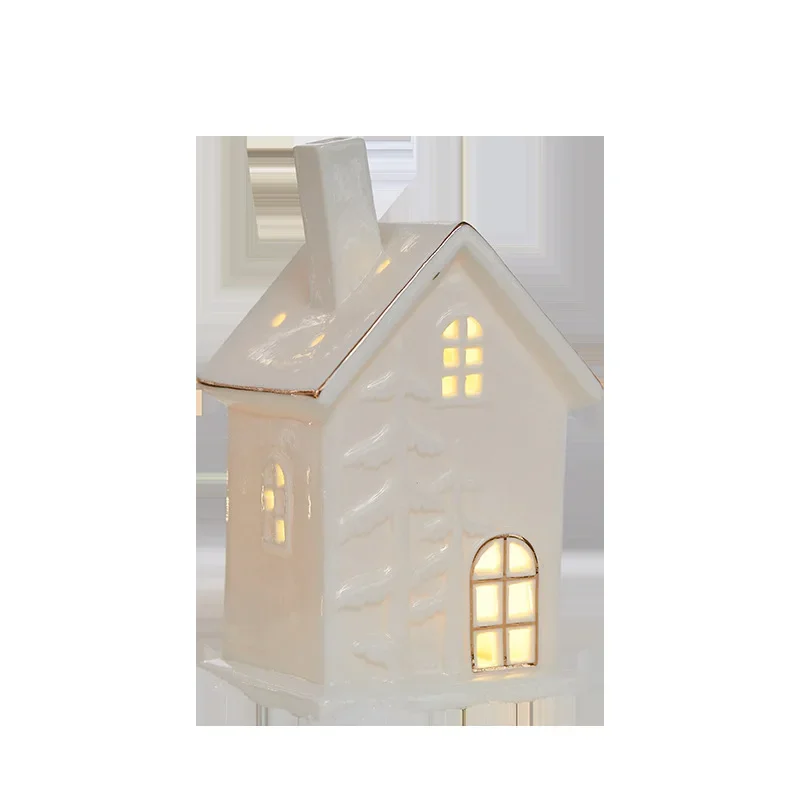 Miniature Christmas Packages 10-Piece Christmas Village Set With Light-Up Houses - Winter Village Decor With Trees And Figures Lighted Christmas Houses