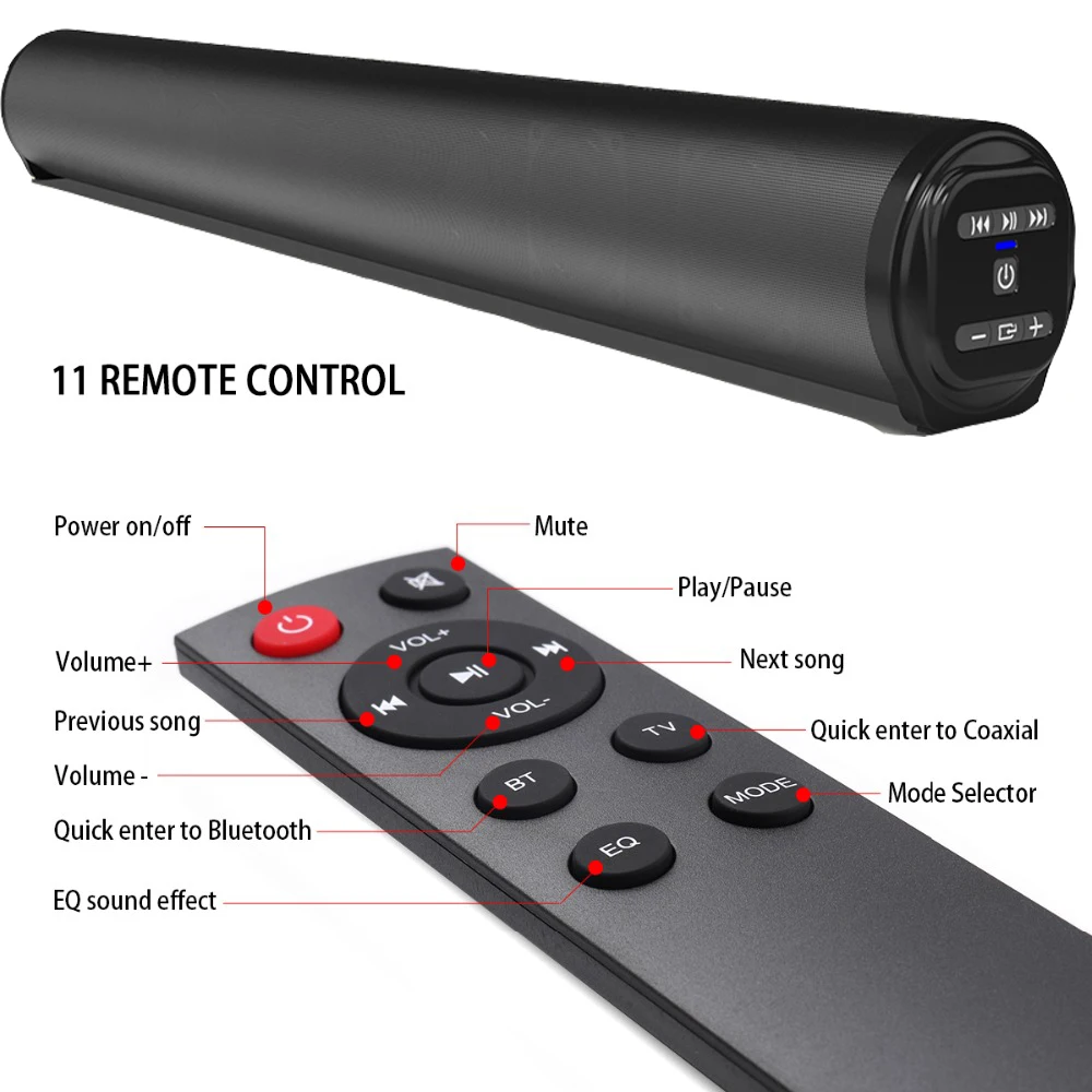 Rsionch Sound Bar Bluetooth Speaker Column Wireless Sound Box TV Soundbar FM Radio Speakers for Laptops Smartphone USB/TF input