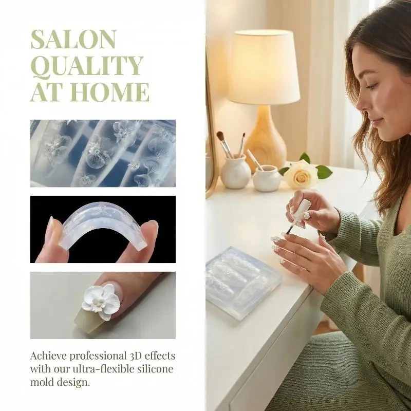 DIY 네일 아트 팔레놉시스 꽃 3D 실리콘 몰드 부드러운 템플릿으로 살롱용 ..