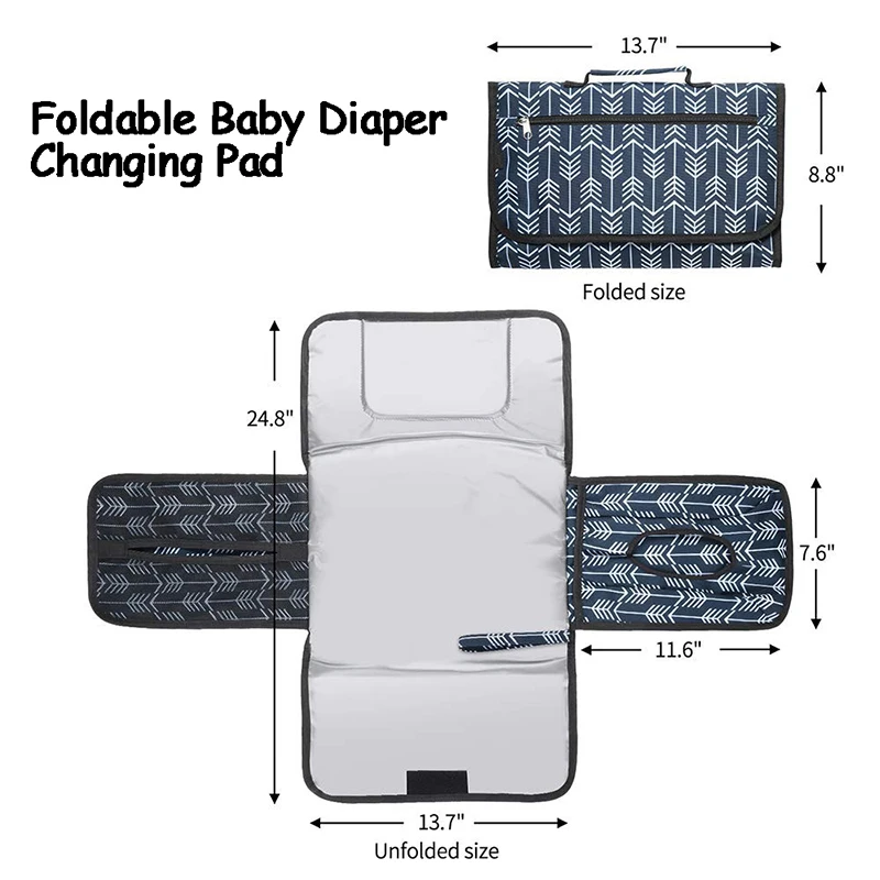 Diaper Changing Mat Waterproof Portable Foldable Baby Diaper Changing Pad Newborn Boys And Girls Travel Wipes Pocket Cushioned