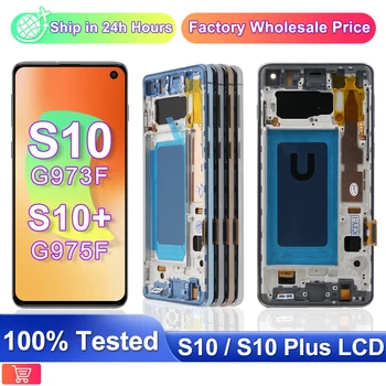 S10+ TFT For Samsung S10 Plus G975F LCD Display Touch Screen Digitizer For Samsung S10 G973F Screen Replacement Parts with Frame