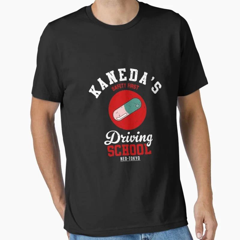 80er Jahre Retro Anime Akira Kanedas Driving School Manga Kurzarm-T-Shirt mit Rundhalsausschnitt für Männer Große Größe Erwachsene Tops S-6XL