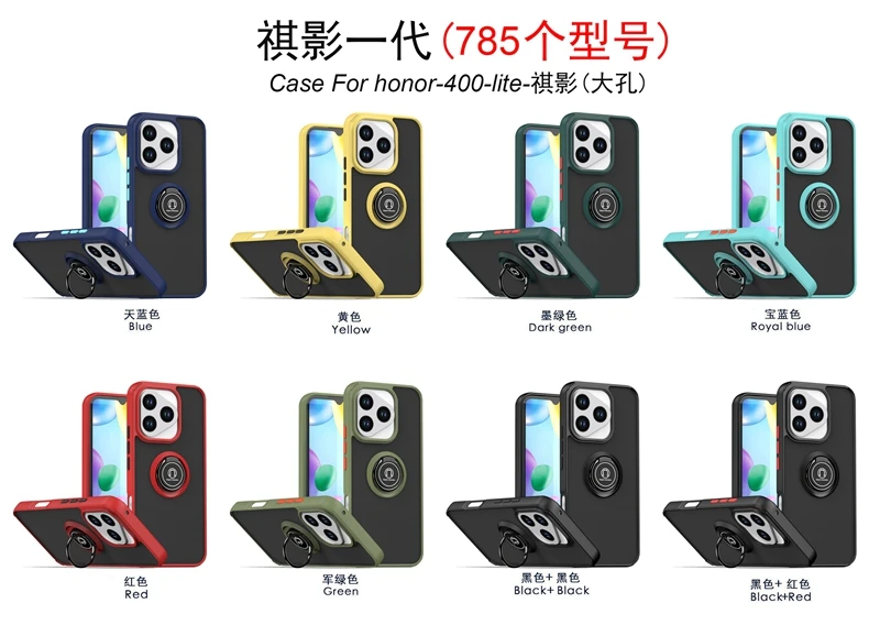 Shockproof Armor Matte Case with Ring Magnet Cover