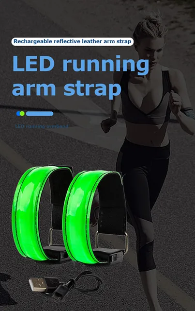 100 stücke wiederauf ladbare LED-Leucht armband Lauflicht für Läufer  reflektierende Ausrüstung LED-Leucht band für