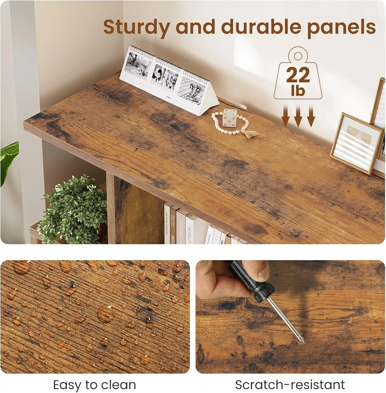 Bookshelf, Bookcase with Open Display Storage Shelves, Display Shelf, Multi-Layer Wood Bookshelf, Geometric Book Shelf