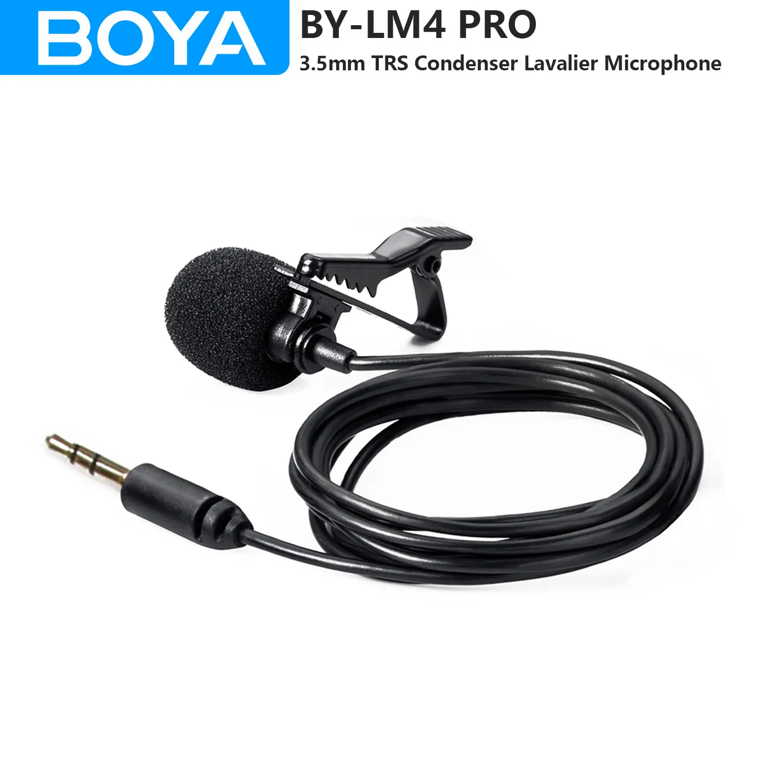 BOYA BY-LM4 PRO 3.5mm TRS Condenser Lavalier Lapel Microphone for BY-WM4 PRO DSLRs Cameras Live Streaming Youtube Recording Vlog