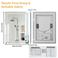 50/60/100/120CM LED Bathroom Mirror with Bluetooth Speaker 3 Colors Dimmable Tempered Glass Waterproof Backlight Vanity Mirror - Image 6