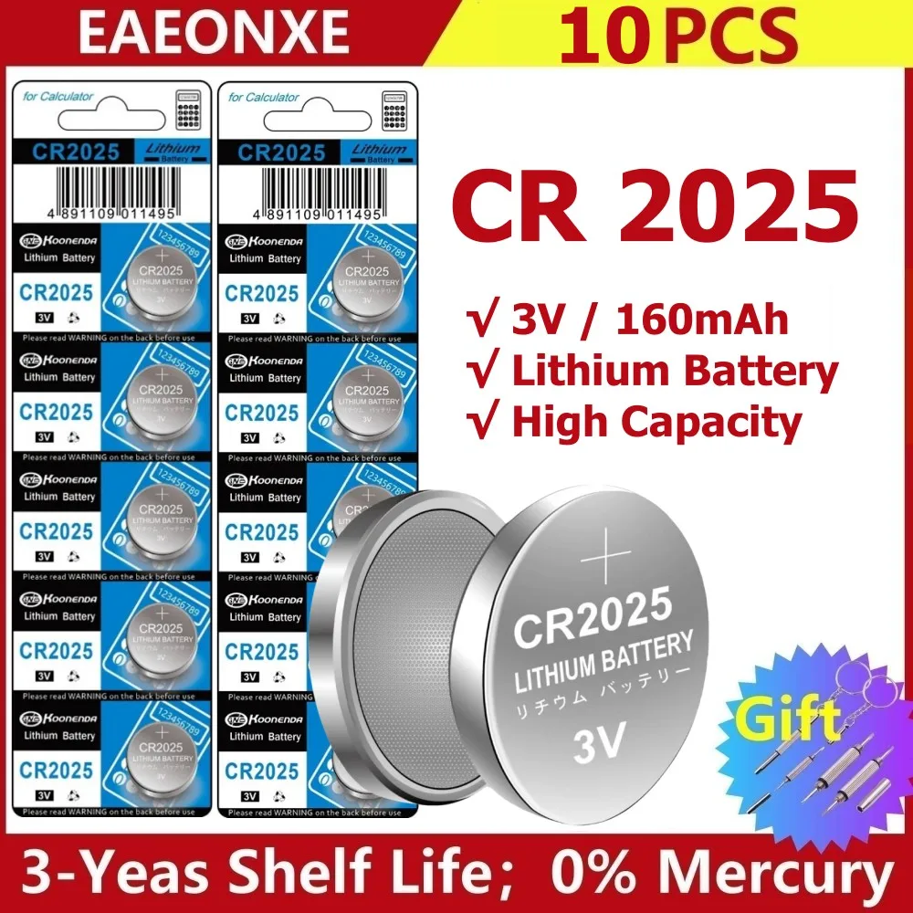 

CR2025 Coin Cells Batteries 160mAh 3V Lithium Button Battery CR 2025 DL2025 BR2025 for Watch Toys Remote Control Calculator