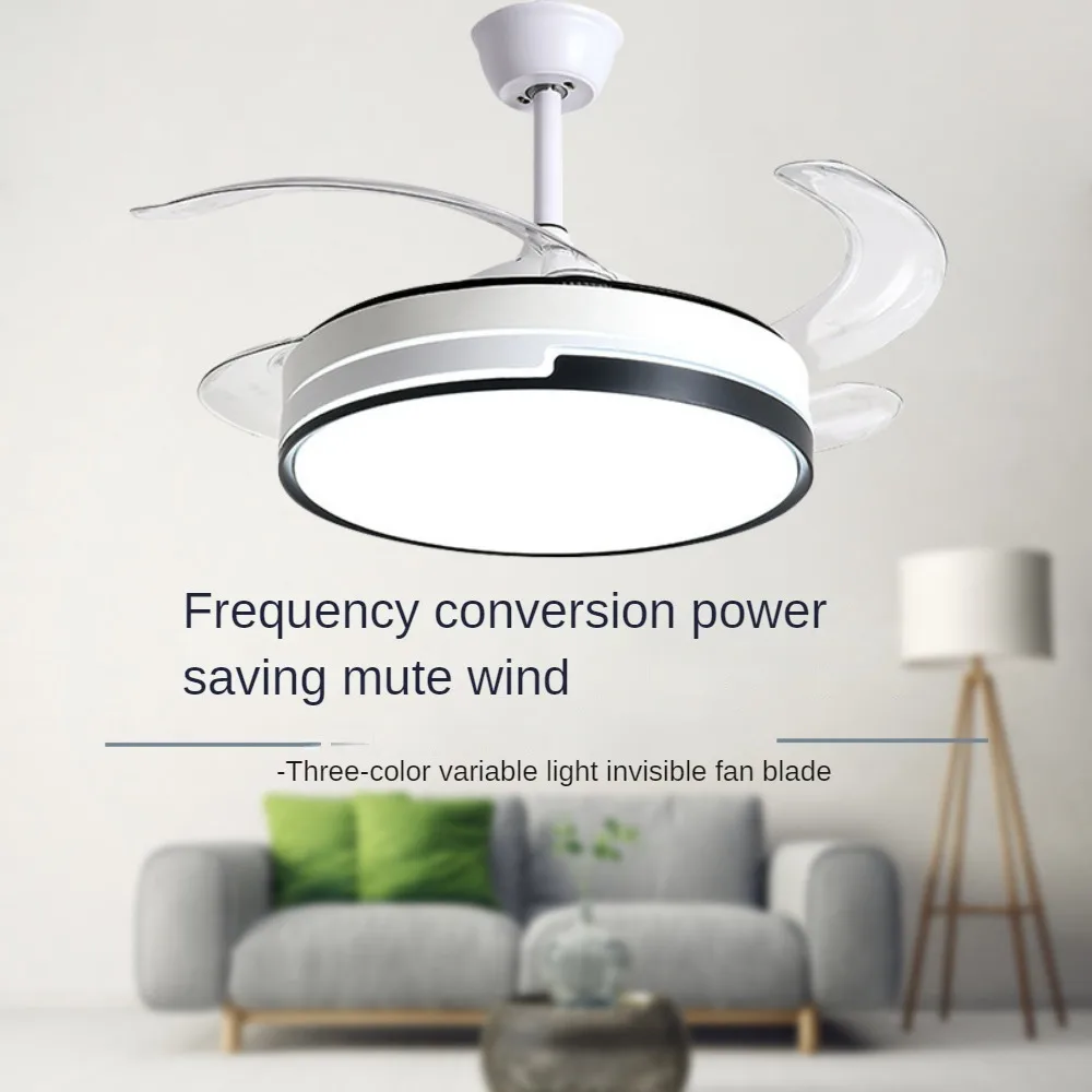 

3 Colors Fan Lamp Dining Room Invisible Fan Chandelier Household Frequency Conversion Mute Remote Control Ceiling