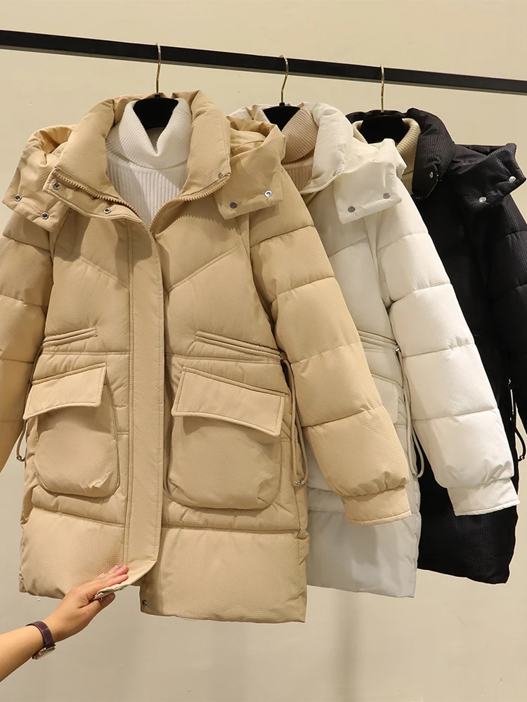

Korean Fashion Winter Coat Female Jacket 2023 New Warm Women Hooded Parka Women Loose Ladies Down Cotton Jacket