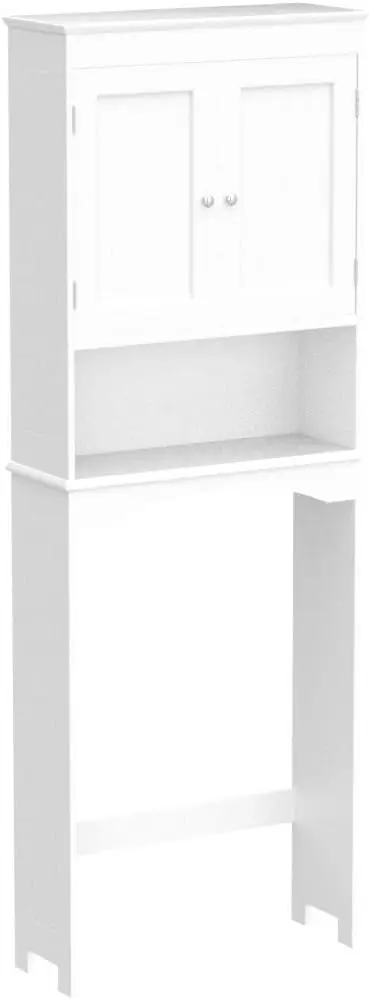 Over The Toilet Storage Cabinet bathroom furniture with Adjustable Shelf and Double Doors, Bathroom Space Saver Organizer Above Toilet with Open Sh