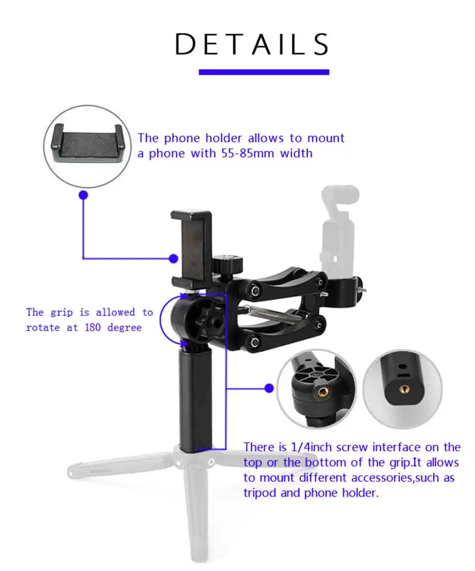Description Picture 5 of itemStabilizer Handle Grip Arm for DJI Osmo Pocket 3 Camera Handheld Gimbal Shock Absorber Bracket Phone Flexible 4th Axis Holder