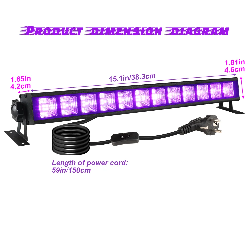 รูปสินค้า UV Black Light 40 ดวง สายไฟพกพา แสงเรืองแสง งานปาร์ตี้