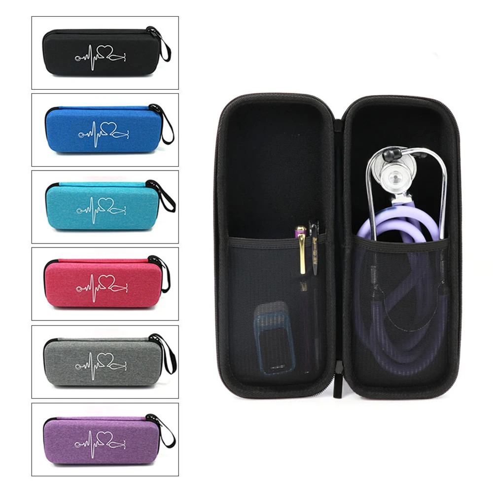 thumbnail image 2 of Portable Hard Zipper Stethoscope Carrying Bag Travel Case Storage Box 2 of 14