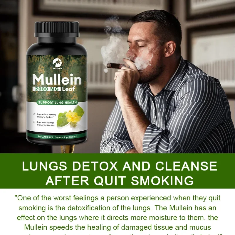 Mullein Leaf Capsules Supports Healthy Respiratory Natural Lung Cleansing Liver Detoxification